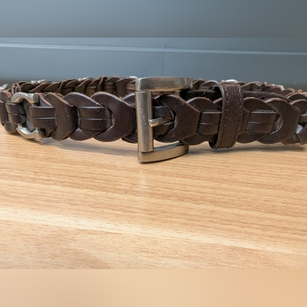 Aimee Lynn kids size small brown genuine leather belt with horseshoe details